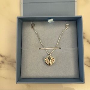 Theo Grace Petite Crystal Heart Necklace in Sterling Silver
